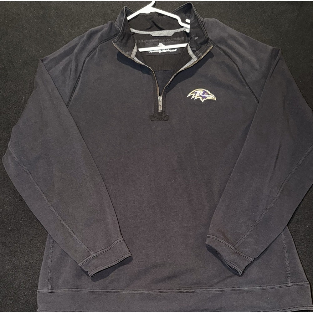 BALTIMORE RAVENS Tommy Bahama 1/4 Zip Pullover Stitched Logo Mens 2XT Black